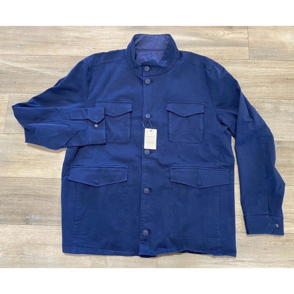 Peter Millar Stowe Reversible Wool Blend Mens XL Navy Blue Safari Jacket
